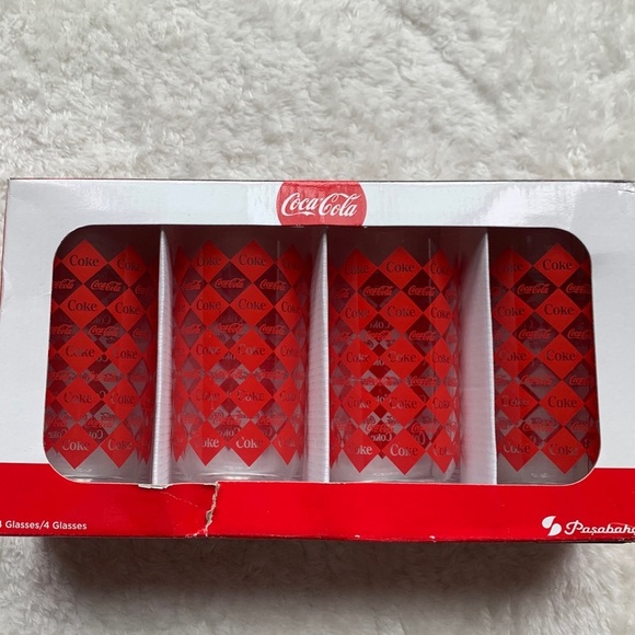 Coca Cola Red Logo Set of 4 Glassware - Picture 1 of 6